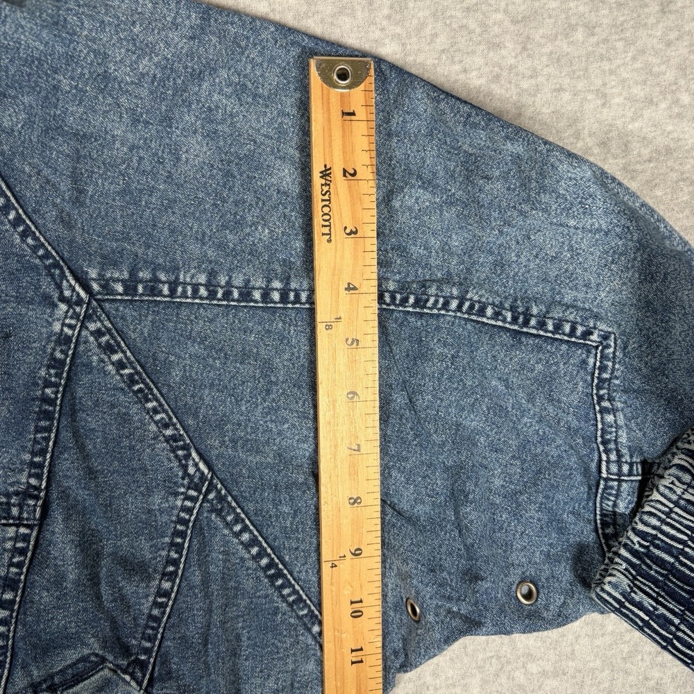 VTG 80s Nike Challenge Court Acid Wash Denim Jacket Mens Small Agassi Full Zip - Picture 6 of 12